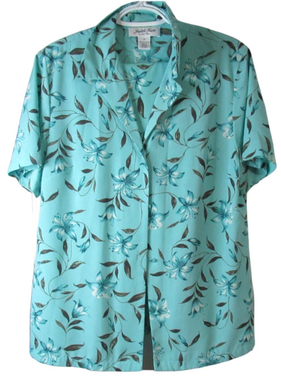 Judith Hart green floral 2 piece skirt and button down shirt